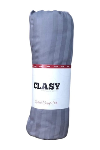 Clasy Tek Kişilik %100 Pamuk Saten Lastikli Çarşaf + 1 Adet Yastık Kılıfı 100 X 200 Gri