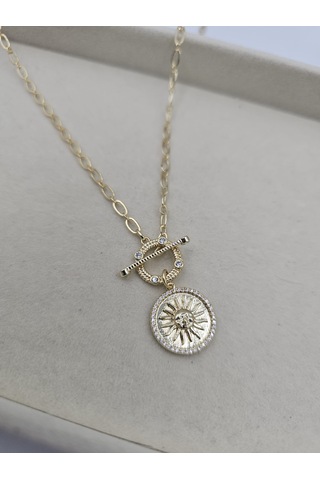 14k Mikron Altın Kaplama Miracle Güneş Önden Kilit Kolye Altın