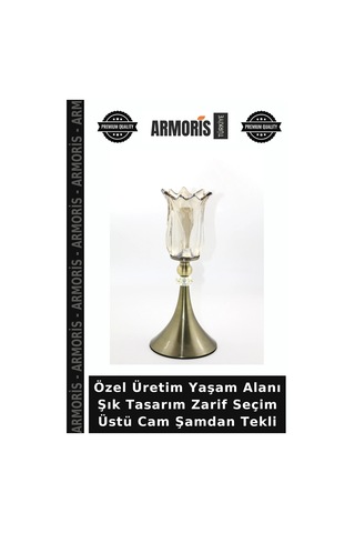 Özel Üretim Yaşam Alanı Şık Tasarım Zarif Seçim Üstü Cam Şamdan Tekli Çok Renkli