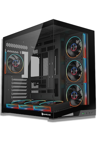 Gameline Leon V2 Grand Premium 7x ARGB PWM Fan Ultra Airflow ATX Gaming Bilgisayar Kasası Siyah
