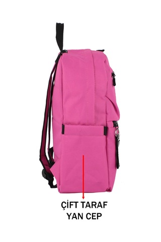 Pembe Okul Sırt Çantası Ortaokul Lise Geniş İç Hacim Su Geçirmez Kumaş Yandan Cepli Pembe