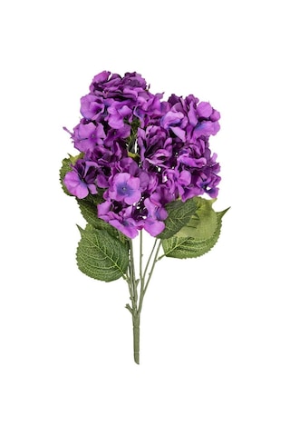 Yapay Çiçek Ortanca Çiçeği Demeti 43 Cm Mor Koyu