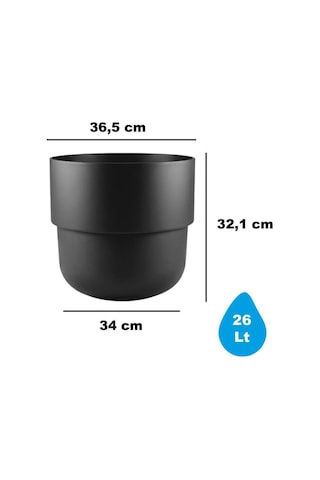So-kup5 Kuple Plastik İç Kovalı Saksı Takımı No:5 26 Lt Siyah 3 Adet