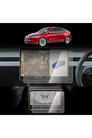 Tesla Model Y Juniper Ekran Koruyucu Temperli Cam 9h İkili Set