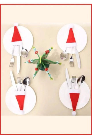 Geeroyoo Bayram Masası Dekorasyonu Kırmızı Santa Şapka Servis Örtüsü Seti 12 Cm 30 Adet - Yılbaşı Ve Tatiller İçin Çok Amaçlı, Dayanıklı Fiber Ve Sahte Süet Kırmızı