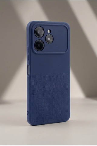 Tecno Spark 40 Uyumlu Kamera Korumalı Silikon Telefon Kılıfı Darbe Emici İçi Kadife Tırtıklı Kaymaz Yüzeyli Yumuşak Kılıf-54283 Lacivert