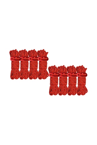 Teltree Kamp İçin 4mm Kalınlıkta Parlayan Çadır İpi Seti, 8 Adet, Çeşitli Renkler, Rüzgar Bağlantılı. Kırmızı