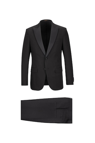 Hatemoğlu Siyah Slim Fit Çıkma Sivri Yaka Klasik Damatlık 2958716 Siyah