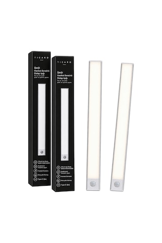 Tıcaro 40 Cm Cct Sensörlü Şarjlı Led Dolap Işığı, 80 Led, 3000 Mah, 2 Adet Gümüş