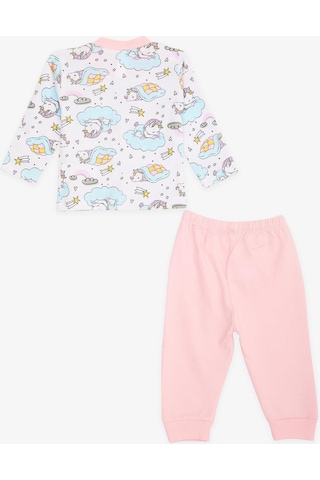 Breeze Kız Bebek Pijama Takımı Uykucu Unicorn Desenli 4 Ay-1 Yaş, Beyaz-beyaz Beyaz