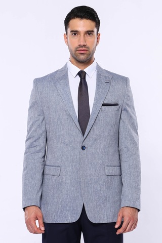 Wessi Slim-fit Sivri Yaka Mavi Ceket Mavi