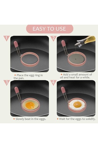 Silikon Yumurta Halkaları, Sızdırmaz Sıvı Yumurta Halkası Kalıbı, Geliştirilmiş Yapışmaz Yumurta Kızartma Tavası Pankek Ve Kahvaltı Sandviçleri İçin Gri