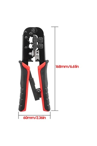 Gajeena Multifonksiyon Telsiz Pres Aleti: Kablolama, Kablop Kırma Ve Kesme - 8p/6p Ağ Ve Telefon Kabloları İçin - 7sq-568 Siyah+kırmızı