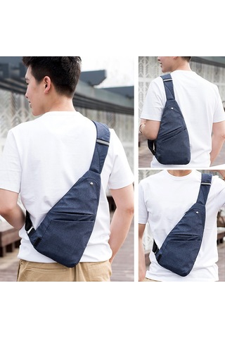 Dianziye Erkekler İçin Polyester Anti-kaçırma Göğüs Çantası - Spor, İş Ve Çağrı Kullanıma Uygun Mavi Renk