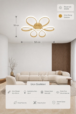 Niva Led Plafonyer Avize Beyaz Işık Eskitme