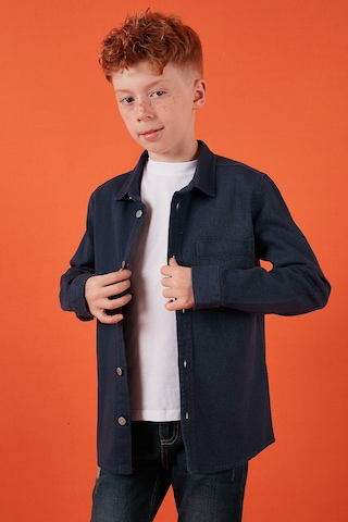 Lela Pamuklu Tek Cepli Düz Yaka Erkek Çocuk Gömlek Cf24W129140G Lacivert