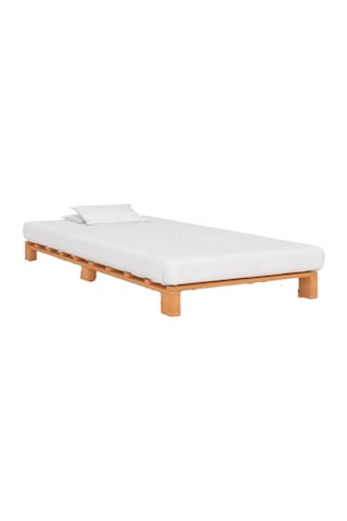 100cm X 200cm Masif Ahşap Platform Karyola Ceviz Renk 100x200 Cm