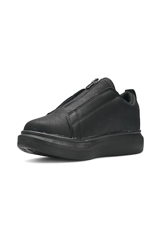 Günlük Erkek Casual Lastikli Kalın Yüksek Topuklu Desenli Taban Oval Burun Sneaker Spor Ayakkabı 111 Siyah-siyah