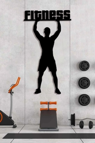 Fitness Gym Ahşap Duvar Dekoru-spor Salonu Dekoru 80x45 Büyük Boy