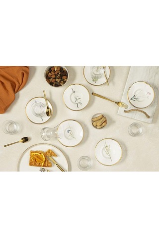 Botanical 12 Parça 6 Kişilik Çay Takımı Açık Gri