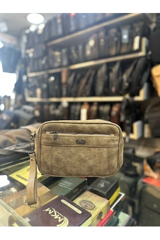 Trg Polo Bej Greyzu Deri El Çantası Bej