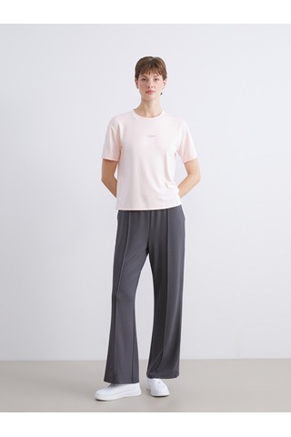 Lcw Comfort Pembe Bisiklet Yaka Baskılı Kadın Tişört