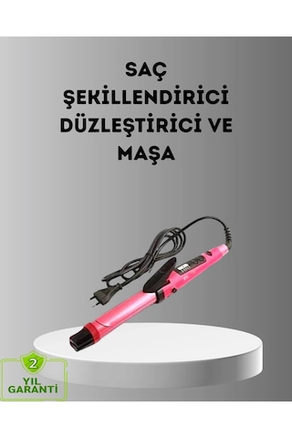 2 Si 1 Arada Saç Düzleştirici Ve Maşa 5 Isı Seviyesi, Seramik Kaplama, Döner Kablolu Ergonomik Tas