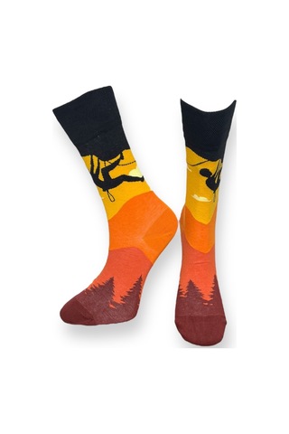 3'lü Unısex Uzay, Gün Batımı Ve Geometrik Tasarımlı Esnek Nem Alabilen Pamuklu Spor Soket Çoraplar Çok Renkli