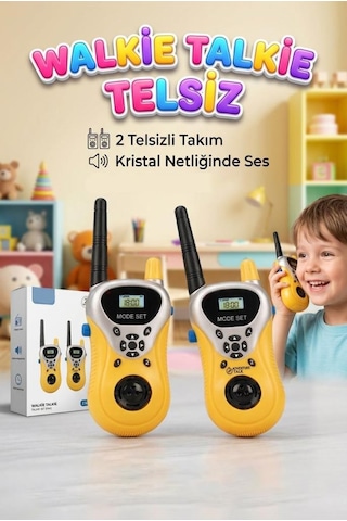 İlk Telsizim Sesli Mikrofonlu Pilli Antenli İkili Telsiz Eğitici Oyuncak Seti 1