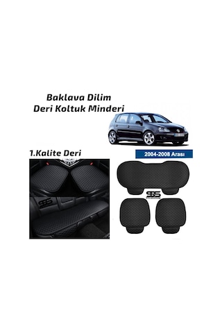 Volkswagen Golf 5 2004-2008 Siyah Deri Oto Koltuk Minderleri