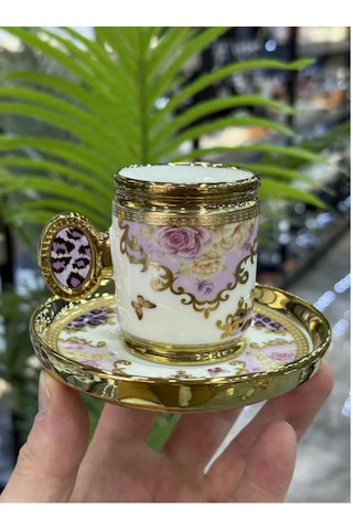 Caviar Lüx Porselen 6 Lı Fincan Takımı Purple-4924 Çok Renkli