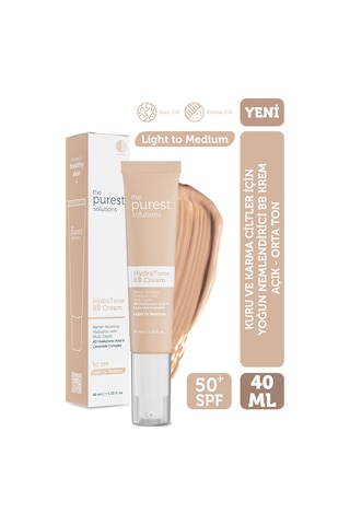 The Purest Solutions Kuru ve Karma Ciltler İçin Yoğun Nemlendirici BB Krem, SPF 50 + 40 ml – Açık / Orta Ton