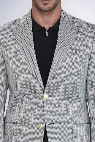 Siyah Balıksırtı Desenli Gold Renk Metal Düğmeli Slim Fit Erkek Blazer Ceket - Wessi Black