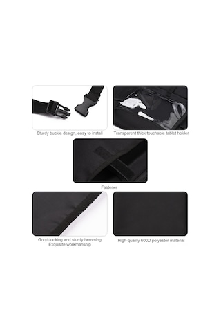 Qingmipy Siyah 600d Poliester Araba Koltuk Organizörü - 54.5x46cm, 260g, Taşıma Ve Depolama Fonksiyonu İle Dışarıda Seyahat İçin