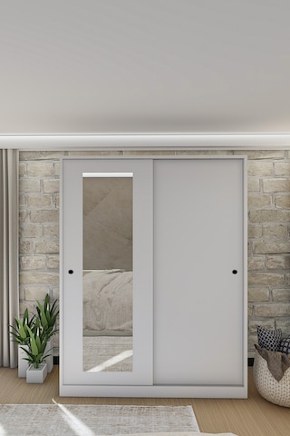 Gm 347 Menekşe Beyaz Sürgülü Gardırop