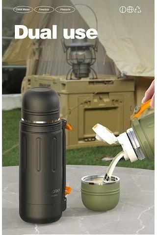 Shotay Durable Çelik Termos Matara 1500ml Yeşil Yeşil
