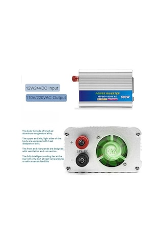İnverter 12v 220v Çevirici, Araç İçi Güç Dönüştürücü Oto Adaptör, Solar Akü Bağlantılı Çift Voltaj Korumalı Alüminyum Kasa Modifiye Sinüs İnvertör