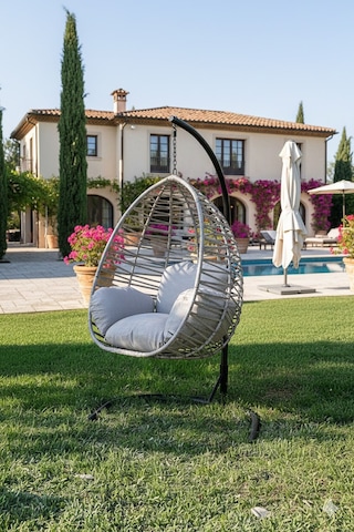 Liv Concept Rattan Tekli Bahçe Salıncağı - Konfor Serisi Açık Gri