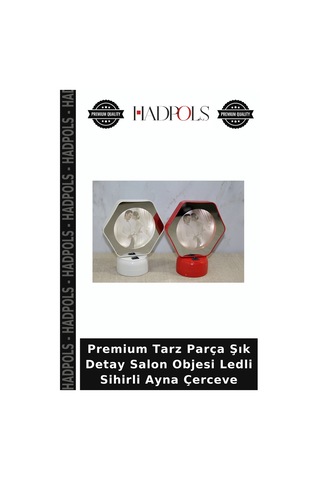 Premium Tarz Parça Şık Detay Salon Objesi Ledli Sihirli Ayna Çerceve Çok Renkli