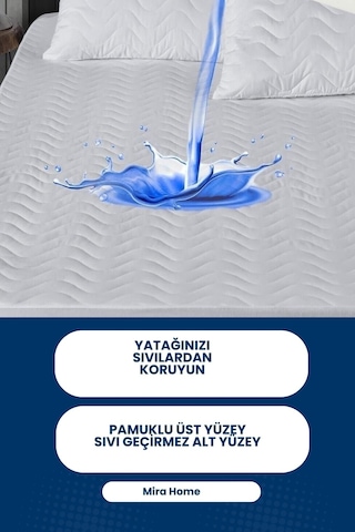 Kapitoneli Çift Kişilik Sıvı Geçirmez Alez Fitted Geçmeli Yatak Koruyucu Beyaz