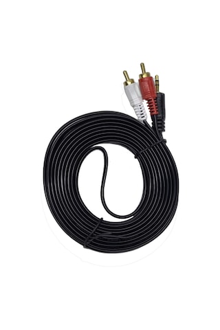 5 Metre 2 Rca To Aux Kablo - 3.5 Mm Stereo Jack Ses Aktarım Kablosu - Kırmızı Beyaz Tos Fiş
