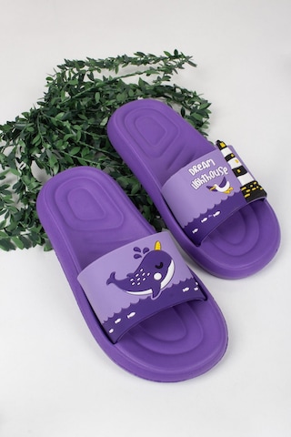 Kız Çocuk Tatlı Balina Temalı Terlik-5754-mor Mor