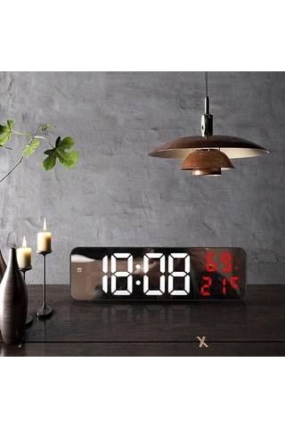 Valkyrie Nem Ölçer Dereceli Led Duvar Ve Masa Alarm Saati Kırmızı Genel