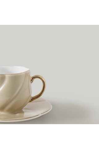 Linens Arias Porselen 4'lü 90 Ml Kahve Fincan Takımı Somon Gold