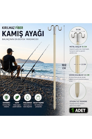 Hedyex Kırılmaz Fiber Kamış Ayağı 102 Cm Çift Başlıklı Olta Tutucu 1 Adet