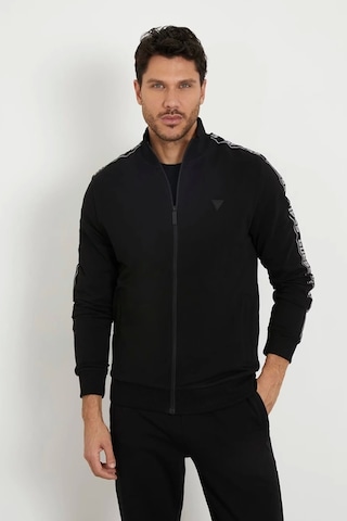 Guess Erkek Siyah Dik Yaka Zip Ceket