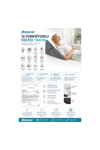 12 Fonksiyonlu Ortopedik Yastık Bacaklar, Sırt Ve Diz Desteği,,horlama,dinlenme, Beyaz