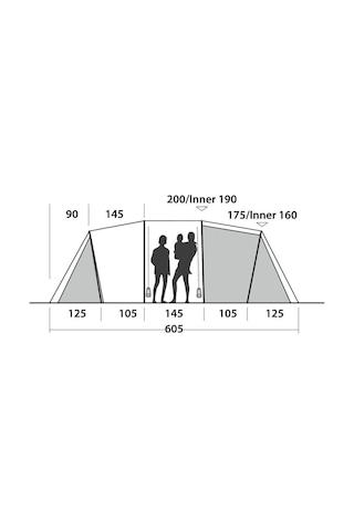 Easycamp Huntsville Twin 600 14,5m² Blackroom 6 Kişilik Yüksek Aile Çadırı 120409 Çok Renkli