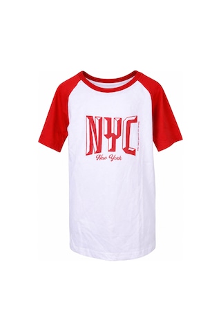 Trender Nyc Parçalı Beyaz-kırmızı Erkek Çocuk T-shirt 26ydt1000056
