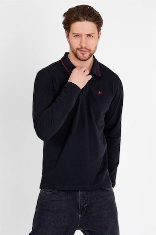 JAHR MARC Uzun Kollu Siyah Erkek Polo Yaka T-shirt - M Siyah